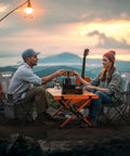 Outdoor campers using 2 Pack Foldable Outdoor Camping Chairs With Built In Cooler Pouch Ultra Comfy Cushioned Seats Mesh Backrest And Cup Holder Pocket In Grey for a sunset picnic.