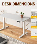 55 Inch Electric Standing Desk With Sit To Stand Height Adjustment And Memory Presets, white wooden desktop dimensions