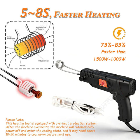 2500W Induction Bolt Heater Handheld Tool With 4 Coils And Rugged Case For Quick Removal Of Frozen And Rusted Bolts