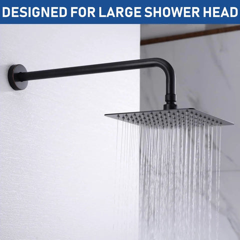 Extra Long 16 Inch Stainless Steel Shower Arm With Flange In Oil Rubbed Bronze, Heavy Duty Shower Head Extension, installed in shower