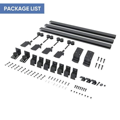 Exterior Sliding Barn Door Hardware Kit For 12 Foot Double Doors Wall Mount Track System In Black Heavy Duty Galvanized Steel