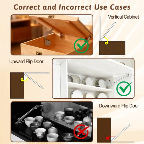 Use cases for 2 Pack 105 Degree Lid Stay With Soft Close Hinges Adjustable Tension Slow Down Lid Support for various doors.