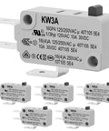 Six Pack Micro Switches 16A 125 And 250V SPDT Snap Action Limit Switches With 1.5N Anti False Trigger Heavy Duty For Up To One Third HP 125VAC Motors And 10A 30VDC Direct Stop And Interlock Applications, gray PBT case