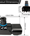 MAP Sensor 5033310AC For Chrysler Dodge Jeep Volkswagen Ram Vehicles, Plug And Play Manifold Absolute Pressure Sensor Replaces 5149091AA with dimensions shown
