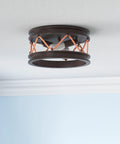 Chatham Flush Mount Ceiling Light in Gray Driftwood Finish with Nautical Rope Accents and Metal Cleats for Damp Location Rustic Coastal Vibe