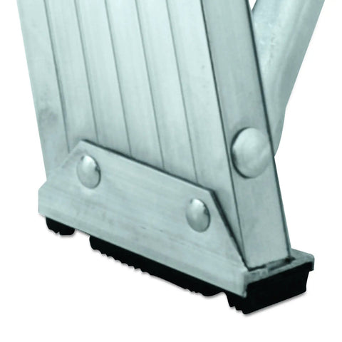 2-Foot Aluminum Step Stool For Industrial Use - Heavy-Duty 300-Pound Capacity, Rugged Gusset Bracing, Type IA AS3002, Lightweight 2-Step Ladder For Easy Low-Reach Tasks close-up of aluminum leg brace