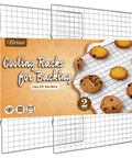 Two Pack Stainless Steel Cooling Rack For Baking 16x10 Inches, Oven Safe Thick Wire Cookie Rack, Fits Half Sheet Pan, Silver