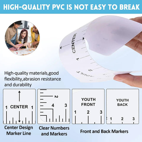 Close-up of flexible T-shirt ruler from Heat Press Pillow Bundle Tools Kit With 4 Transfer Pillows In 4 Sizes