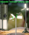 Rechargeable Camping Lantern With Telescopic Stand And USB Power Bank, 14000mAh Battery Delivers Up To 48 Hours On Low, 2000LM Wide Area Light, IPX5 Waterproof
