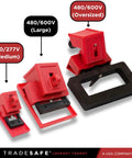 Heavy Duty Clamp-On Circuit Breaker Lockout Device Kit, 3 Pack, 480 and 600 Volt, OSHA Compliant, shown in medium, large, oversized