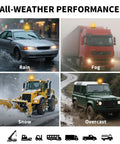 Beefy Magnetic Amber Strobe Light Beacon For Trucks And Heavy Duty Vehicles, shown on car, truck, tractor, UTV in various weather conditions