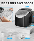 Countertop Ice Maker Machine With Quick Ice 8 Cubes In 6 Minutes 26.5 Lbs Per Day Self Cleaning Two Ice Sizes Ultra Quiet Black