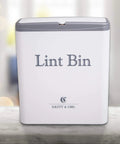 Lint Bin With Lid For Laundry Room, Small Magnetic Wall Mount Trash Can, warm white compact design on countertop