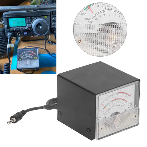 All In One SWR Power Meter For Your CB Rig Antennas With Standing Wave Readout on desk with radio, close-up of dial