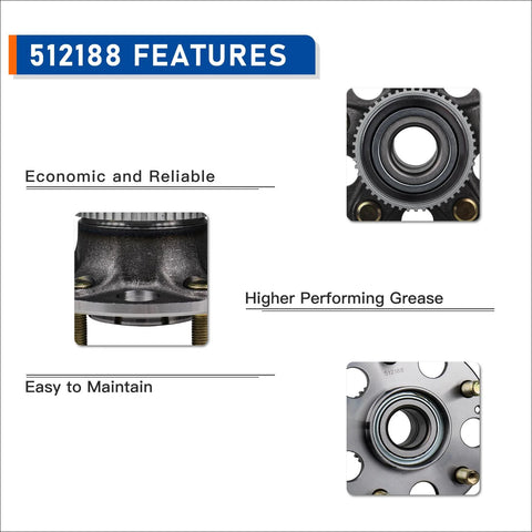 Close-up of Two Piece Rear Wheel Hub And Bearing Assembly 512188, showcasing features for Honda Accord 2003-2007 and Acura TL 2004-2008.