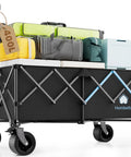 Heavy Duty 48 Inch XL Collapsible Wagon Cart With All Terrain Wheels And 560 Lb Capacity Loaded With Gear