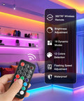 RGB Waterproof LED Strip Lights Kit With Dimmable 5050 Tape 4 Pre Cut 48Inch Strips RF Remote in colorful living room setup
