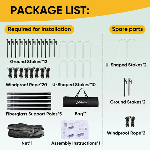 Package contents for Backyard Baseball And Softball Batting Cage With Enclosed Net And Pitching Hole 40 By 12 By 10 Feet.