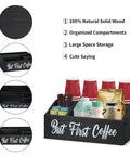 Rustic Coffee Bar Organizer With Storage Bin And K Cup Holder, Double Sided But First Coffee And Coffee Bar Sign, wood design