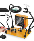 Helping Hands Soldering Third Hand With 3X And 6X LED Magnifying Lamp Hot Air Gun Holder 12V Solder Fume Extractor