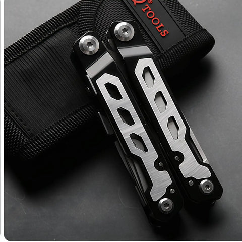 Sixteen-In-One 420 Stainless Steel Multitool Pliers with full locking safety and belt clip on nylon pouch