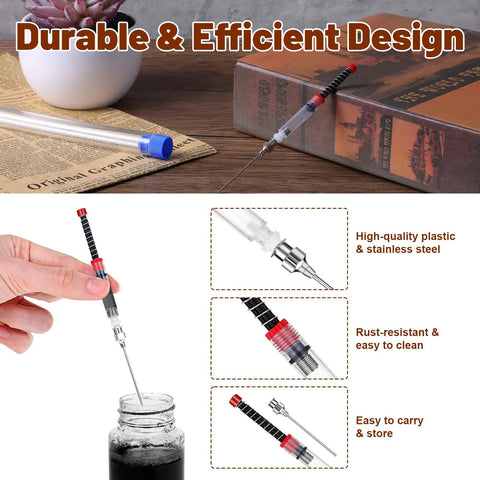 6 Pack Fountain Pen Ink Syringe Fillers with Storage Tube and Spring Converter Refill Tool for Ink Cartridges
