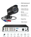 Diagram of 3K Lite Security Camera System With AI Human And Vehicle Detection showing camera specs and DVR ports.