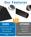Comparison of Straight Up Solid Black Aluminum Deck Balusters 26 Inch Spindles with rust-proof features vs rusty iron pipes.