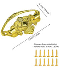 Six Piece Antique Style Bail Drawer Pull Set With Screws Gold Finish Handles For Dresser Closet Cupboard Wardrobe Measuring 2.8 x 1.8 Inches Classic Metal Hardware Upgrade displayed with measurement details and included screws