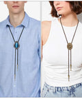 DIY Bolo Tie Making Kit With 3 Braided Leather Cords, 6 Alloy Cord Ends, 3 Iron Bolo Tie Slides, And 3 Classic Color Cords In Black, Gold, And Antique Copper For Crafting Custom Fits From Formal To Casual on model
