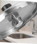 Must Have Pressure Cooker Float Valve Replacement Set With Stainless Steel And Plastic Parts For Air Tight Performance And Leak Free Cooking Upgrades showing stainless steel float valve on pressure cooker lid.