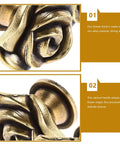 Vintage Floral Cabinet Knobs 1.38 Inch Brass Retro Flower Drawer Pulls Handles For Dressers Wardrobes And Cabinets Set Of 2 close-up of rose flower design