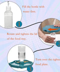 Instructions to use Two In One Reptile Water Bowl And Food Dish With Auto Fill Bottle for turtles and lizards.