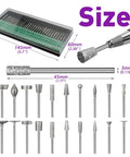 Front view of 52-piece diamond grinding bit set with storage case; 1/8 in shank for stone, glass, ceramics.