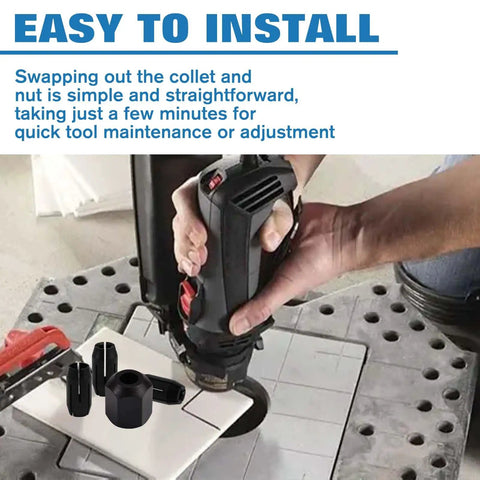 Easy installation of CN1 Replacement Collet And Nut Kit For Spiral Saw And Drywall Cut Out Tools with storage case for RotoZip tools