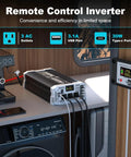 2000 Watt Pure Sine Wave Inverter for 24V DC to 110V AC with 3 AC outlets, USB and Type-C ports, remote control in RV kitchen.