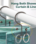 12 Pack Bronze Shower Curtain Rings Heavy Duty Rust Proof Anti Corrosion Metal Hooks With Double Glide For Curtain And Liner