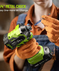 21V Cordless Impact Driver Kit With Brushless Motor One Quarter Inch Hex 230 Nm Torque 3300 RPM being used for bit change