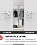 Interior Passage Door Lever Handle For Closet And Hallway Doors Nonlocking Reversible Chrome Finish easy install on left and right doors