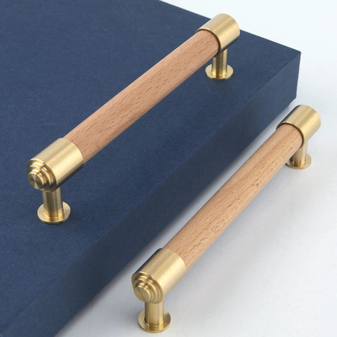 Modern Mid Century Brass And Wood Cabinet Pulls 3 Inch Center To Center Four Pack Kitchen Drawer Handles T Bar Design