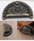 Old School Antique Bronze Lion Head Cabinet Handles Two Pack With Half Round Drawer Pulls