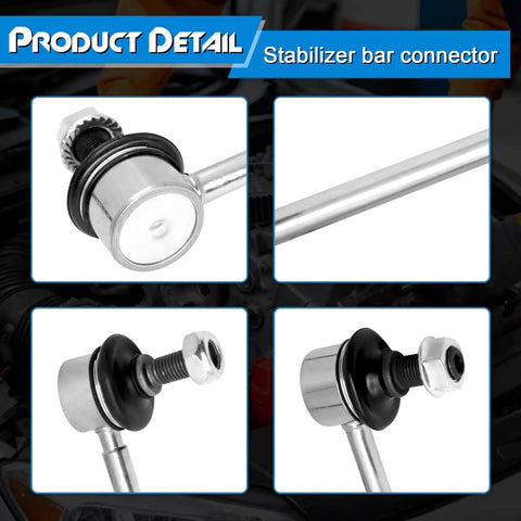 Toyota Heavy Duty Front And Rear Sway Bar Link Suspension Kit For Camry Highlander Avalon Venza And Lexus ES300 ES330 RX330 RX350 RX400h Replaces K90344 K90345 4Pcs Front And Rear Stabilizer Bar Links, metal sway bar link close-up