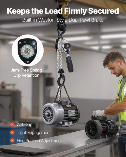 Manual Lever Chain Hoist 1/2 Ton 1100 Lb Capacity With G80 Chain Dual Pawl Brake lifting motor in warehouse