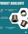 Pro Grade 2Pcs Flanged Bushings Compatible With Ariens Gravely Lawn Mower And Snowblower Tough Repair Oem Replacement 5500007 highlight of self-lubricating alloy material.