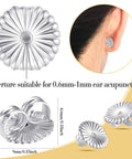 Jumbo Earring Backs For Heavy Studs And Droopy Posts Replacement Secure Lifters 9mm Silver 8 Pack shown with ear