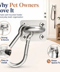 Wall-mounted holder for leash organization with steel hooks, indoor installation, keeping spaces tidy, and easy to install.