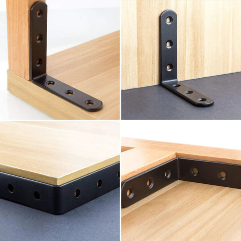 Beefy Heavy Duty 4x4 L Brackets Set installed on wood furniture for secure corner reinforcement