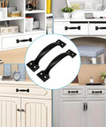 Ten Pack 6 Inch Metal Bow Door Handles Black Matte Vintage Barn Door Pulls For Furniture Cabinets Kitchen Drawers Dressers And Gates Beefy Iron Rustproof Anti Corrosion Wear Resistant Hollow Design Zorveiio shown on various white furniture pieces