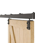 8ft Box Rail Sliding Barn Door Hardware Kit Aluminum Alloy Wall Mount For Single Door, shown from side view installed