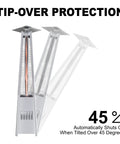 Durable Outdoor Propane Pyramid Patio Heater With Waterproof Cover And Wheels, 88 Inch Quartz Glass Tube, 48,000 BTU For Deck And Backyard